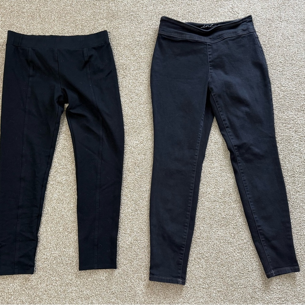 INC black pull on jeans and black anklet leggings. Size 8